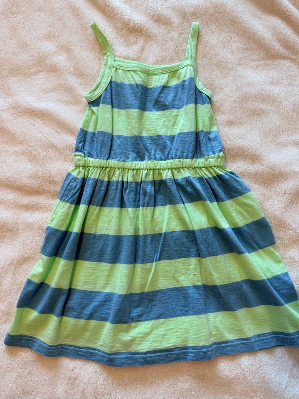 Primary Girls' Striped Tank Dress in Lime and Teal